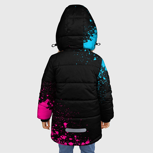 Зимняя куртка для девочки Apex Legends - neon gradient: символ и надпись вер / 3D-Черный – фото 4