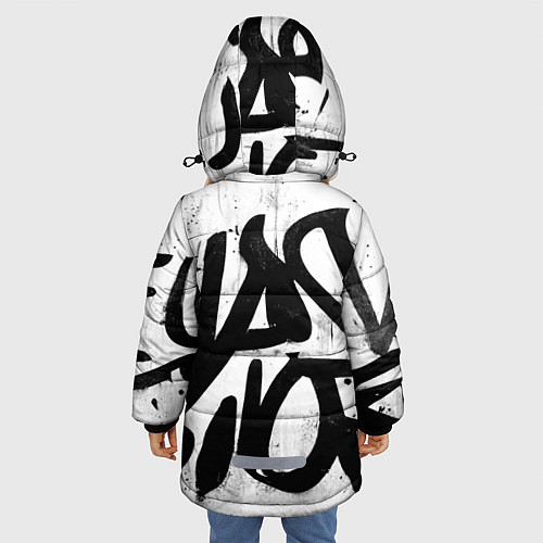 Зимняя куртка для девочки Крупные граффити надписи / 3D-Черный – фото 4