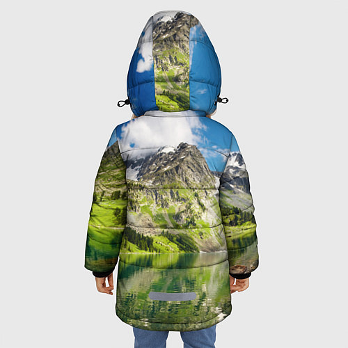 Зимняя куртка для девочки Живописное горное озеро / 3D-Черный – фото 4