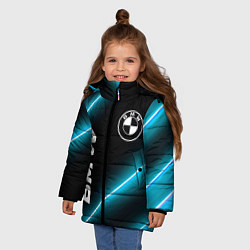 Куртка зимняя для девочки BMW неоновые лампы, цвет: 3D-черный — фото 2