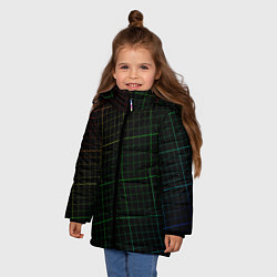 Куртка зимняя для девочки Радужная сетка - текстура, цвет: 3D-красный — фото 2