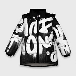 Куртка зимняя для девочки Уличное искусство - Граффити, цвет: 3D-светло-серый