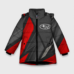 Куртка зимняя для девочки Subaru sports racing, цвет: 3D-черный