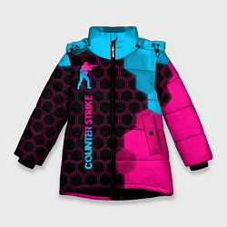 Куртка зимняя для девочки Counter Strike - neon gradient: по-вертикали, цвет: 3D-черный