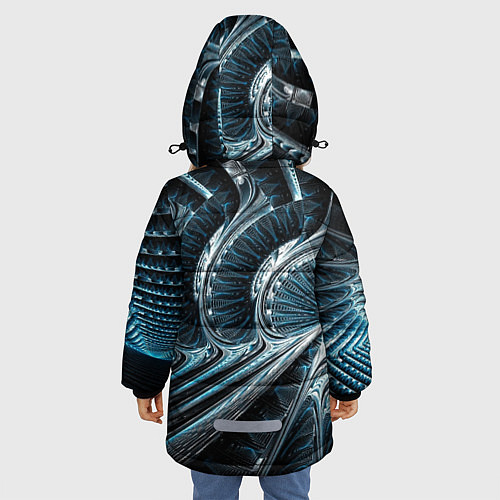 Зимняя куртка для девочки Кибернетический абстрактный тоннель / 3D-Черный – фото 4