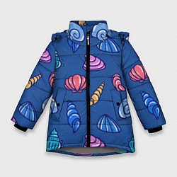 Куртка зимняя для девочки Паттерн из морских раковин, цвет: 3D-светло-серый