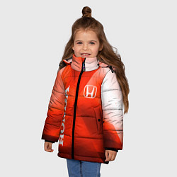 Куртка зимняя для девочки Honda - красная абстракция, цвет: 3D-светло-серый — фото 2