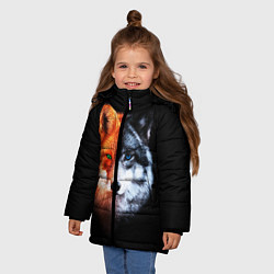 Куртка зимняя для девочки Волк и Лисица, цвет: 3D-светло-серый — фото 2