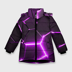 Зимняя куртка для девочки Фиолетовые неоновые геометрические плиты