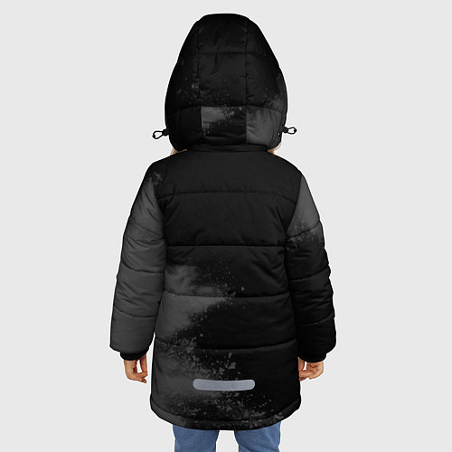 Зимняя куртка для девочки Dark Souls glitch на темном фоне: символ и надпись / 3D-Черный – фото 4