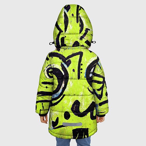 Зимняя куртка для девочки Уличное творчество - граффити / 3D-Черный – фото 4