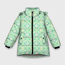 Куртка зимняя для девочки Нежно-салатовый абстрактный паттерн, цвет: 3D-светло-серый