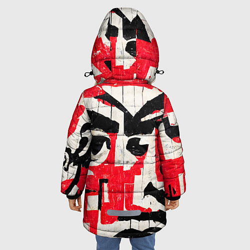 Зимняя куртка для девочки Уличная гранж абстракция / 3D-Черный – фото 4