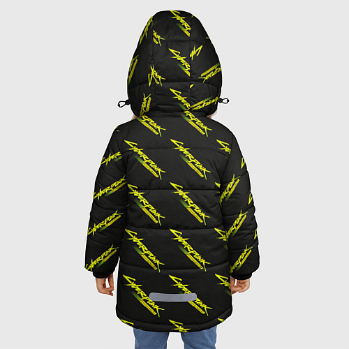 Зимняя куртка для девочки Киберпанк Бегущий по краю паттерн / 3D-Черный – фото 4
