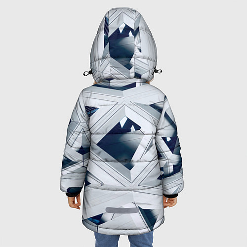 Зимняя куртка для девочки Абстрактное множество металлический пластин / 3D-Черный – фото 4