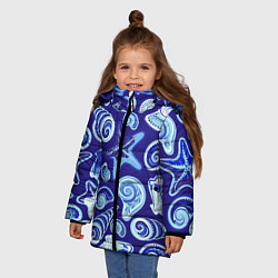 Куртка зимняя для девочки Паттерн из океанских раковин и морских звёзд, цвет: 3D-светло-серый — фото 2