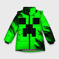 Куртка зимняя для девочки Minecraft squares, цвет: 3D-светло-серый