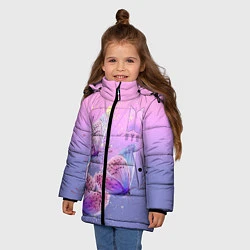 Куртка зимняя для девочки BTS красивые бабочки, цвет: 3D-светло-серый — фото 2