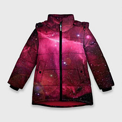 Куртка зимняя для девочки Рубиновая туманность, цвет: 3D-красный