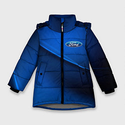 Куртка зимняя для девочки Ford - синяя абстракция, цвет: 3D-светло-серый