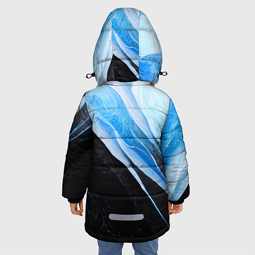 Зимняя куртка для девочки Тёмно-синий мрамор / 3D-Черный – фото 4