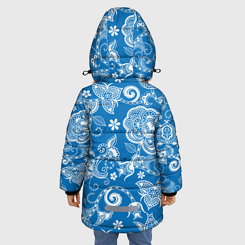 Зимняя куртка для девочки Голубое кружево / 3D-Черный – фото 4