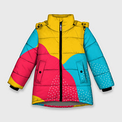 Куртка зимняя для девочки Яркие кляксы - абстракция, цвет: 3D-светло-серый