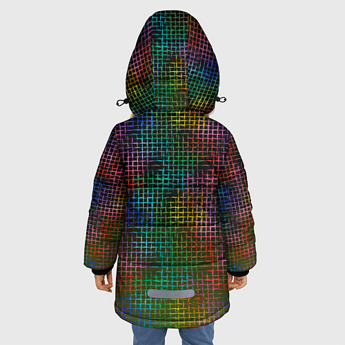 Зимняя куртка для девочки Неоновый сетчатый узор / 3D-Черный – фото 4