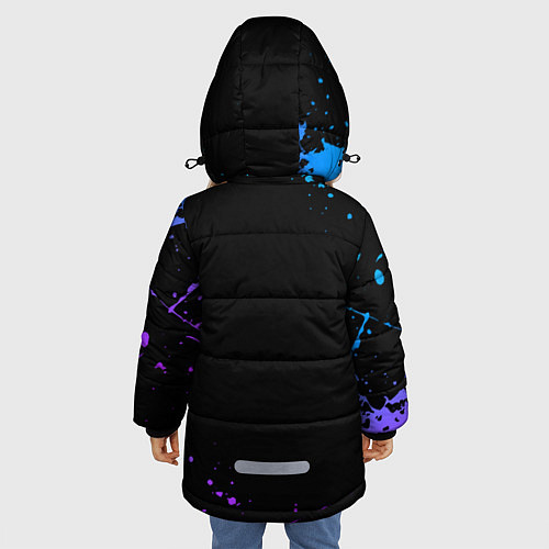 Зимняя куртка для девочки In flames - неон / 3D-Черный – фото 4