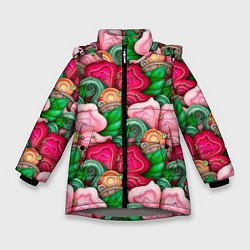 Куртка зимняя для девочки Калейдоскоп из листьев, цвет: 3D-светло-серый