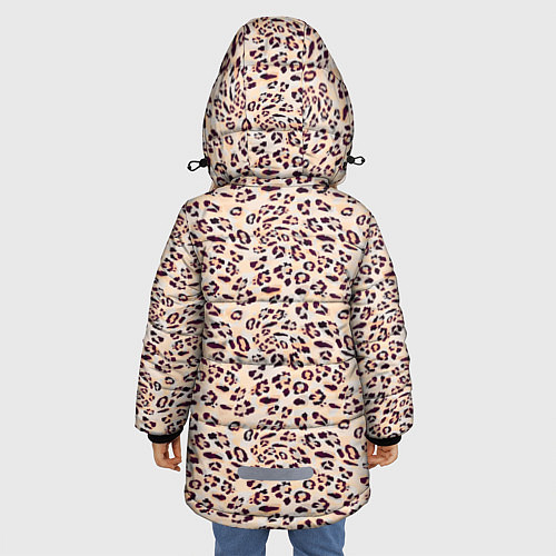 Зимняя куртка для девочки Коричневый с бежевым леопардовый узор / 3D-Черный – фото 4