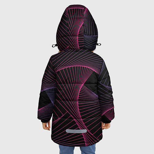 Зимняя куртка для девочки Неоновые волны градиент / 3D-Черный – фото 4