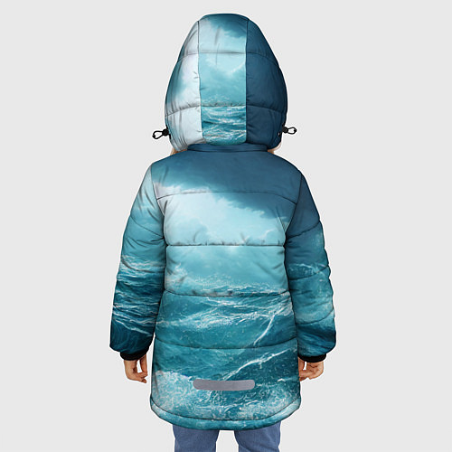 Зимняя куртка для девочки Буря в море / 3D-Черный – фото 4
