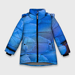Зимняя куртка для девочки Текстура с голубыми перьями