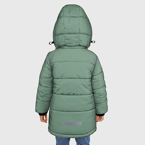 Зимняя куртка для девочки Абстрактные зеленые линии на фоне цвета хаки / 3D-Светло-серый – фото 4