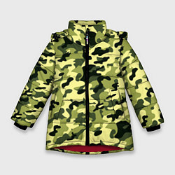 Зимняя куртка для девочки Камуфляж Зеленые листья