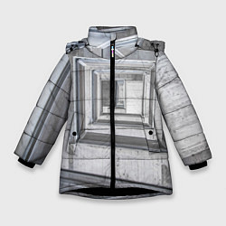 Куртка зимняя для девочки Абстрактная спираль из блоков, цвет: 3D-черный