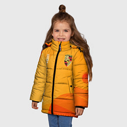 Куртка зимняя для девочки Porsche Жёлтая абстракция, цвет: 3D-черный — фото 2
