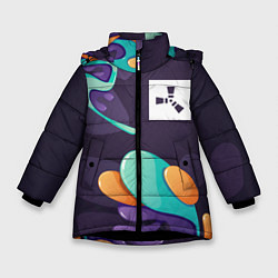 Куртка зимняя для девочки Rust graffity splash, цвет: 3D-черный