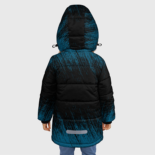 Зимняя куртка для девочки Синие штрихи на черном / 3D-Светло-серый – фото 4
