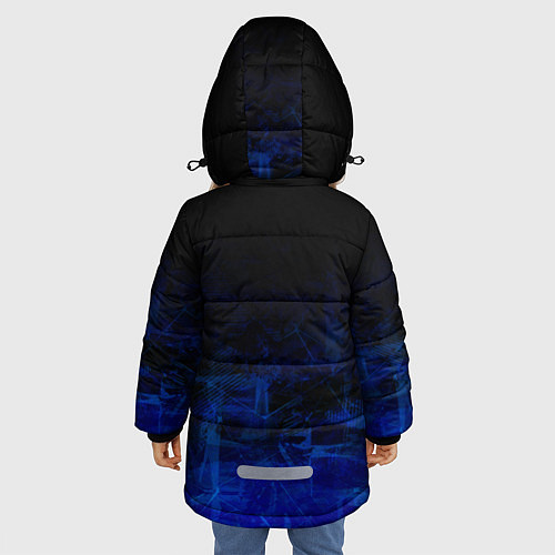 Зимняя куртка для девочки Однотонный черный и темно синий гранжевый градиент / 3D-Светло-серый – фото 4