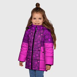 Куртка зимняя для девочки Розовый комбинированный неоновый узор, цвет: 3D-светло-серый — фото 2