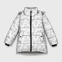 Зимняя куртка для девочки Белые цветы на светло сером