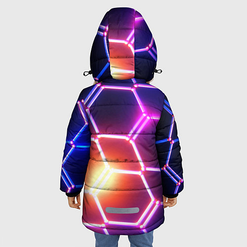 Зимняя куртка для девочки Магическая неоновая броня / 3D-Черный – фото 4