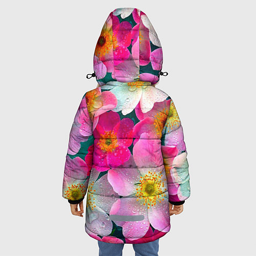 Зимняя куртка для девочки Сказочные разноцветные цветы / 3D-Светло-серый – фото 4