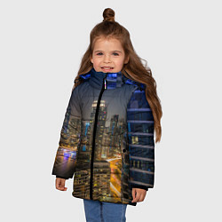 Куртка зимняя для девочки Ночной красочный город, цвет: 3D-красный — фото 2