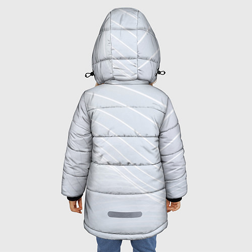 Зимняя куртка для девочки Серый фон и белые линии / 3D-Черный – фото 4