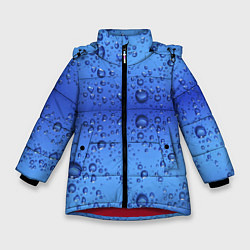 Куртка зимняя для девочки Капли воды - текстура, цвет: 3D-красный