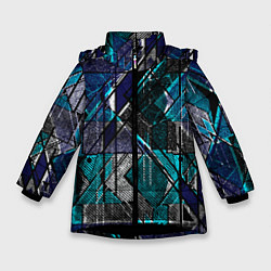 Зимняя куртка для девочки Сине - черная гранжевая абстракция