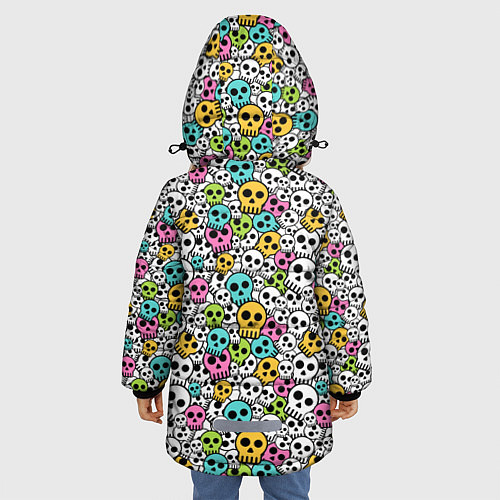 Зимняя куртка для девочки Череп разноцветный / 3D-Черный – фото 4